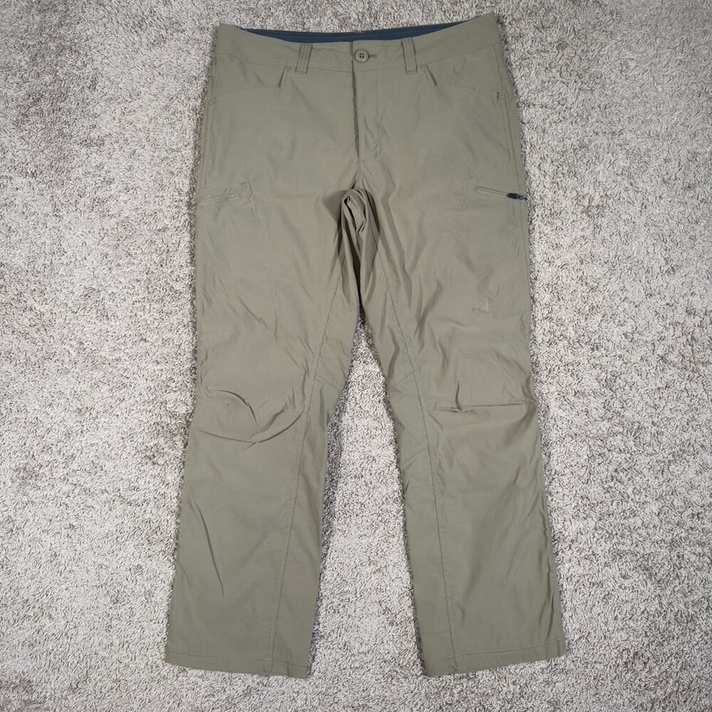 Eddie Bauer First Ascent Pants Mens 36x32 Beige Hiking Outdoor Cargo Zip Pockets
